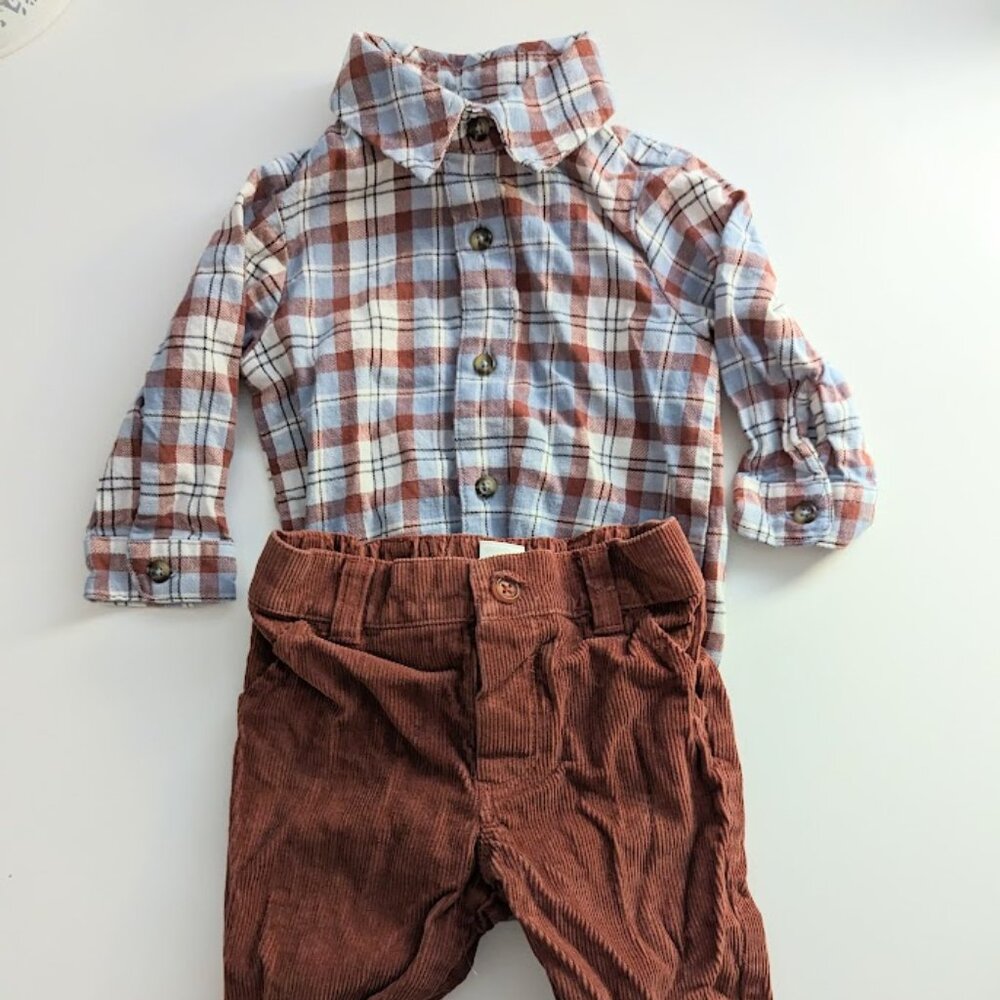 Carter's corduroy button up shirt set